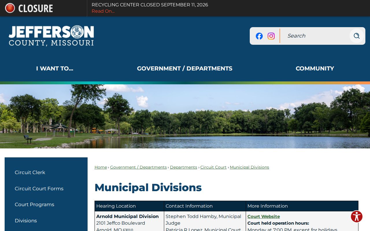 Jefferson County municipal division directory