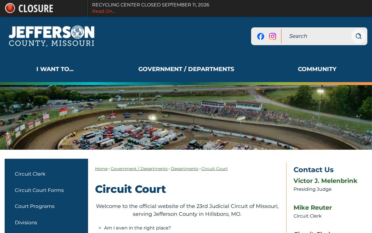 Jefferson County Circuit Court public information page