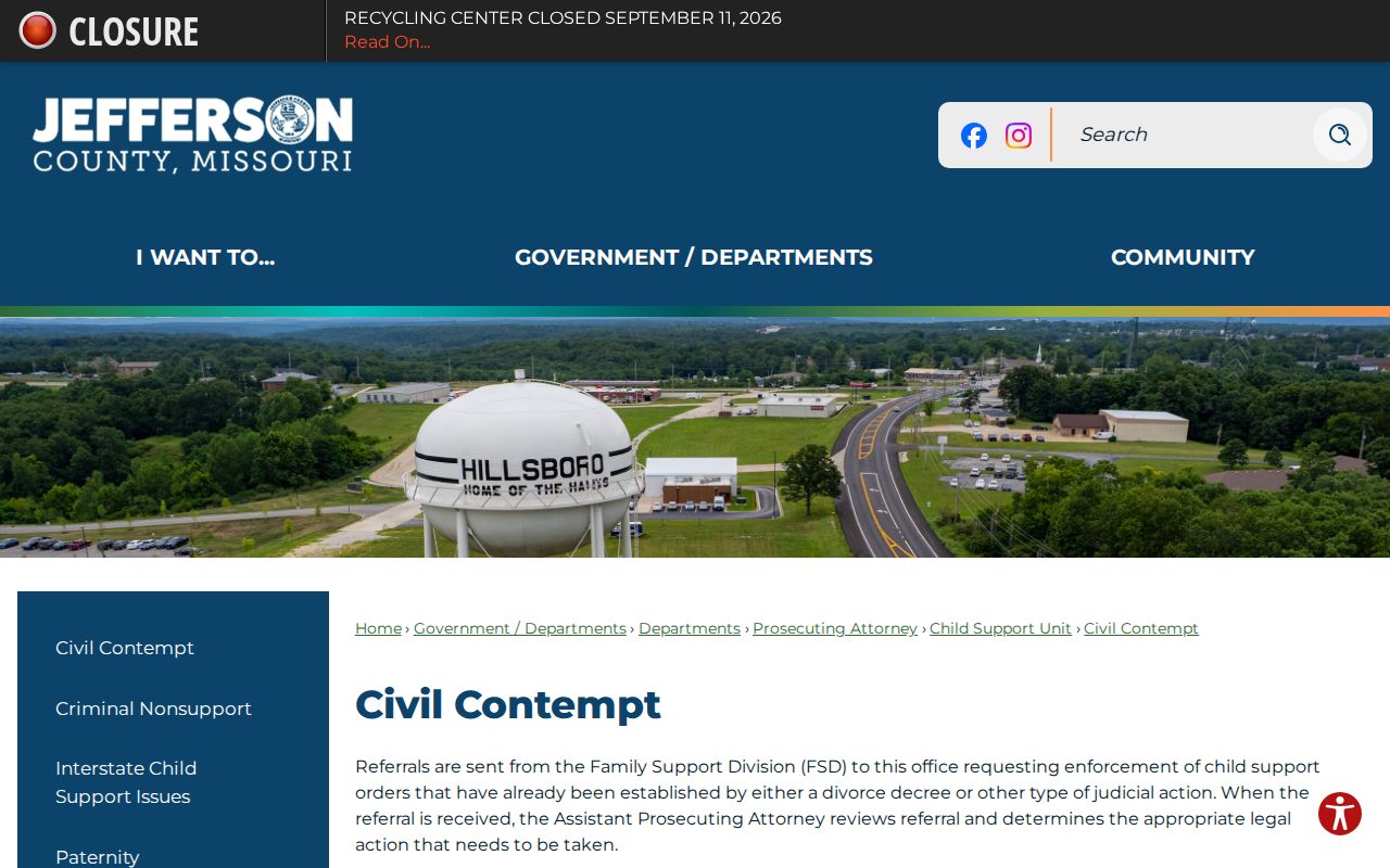 Jefferson County civil contempt and body attachment process