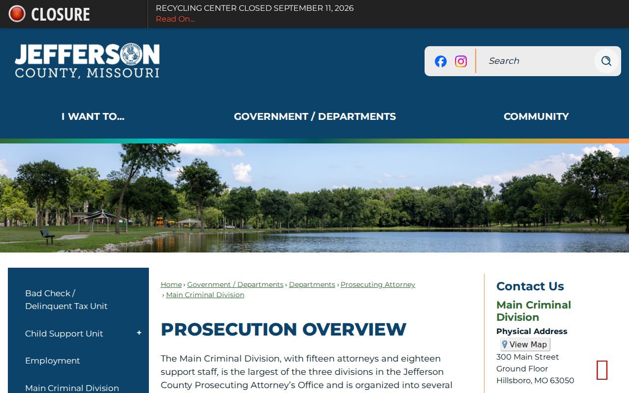 Jefferson County prosecutor criminal division and warrant unit page