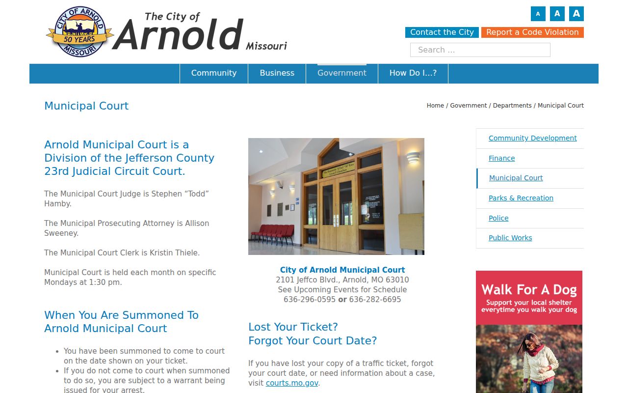 Arnold Municipal Court warrant and Case.net instructions